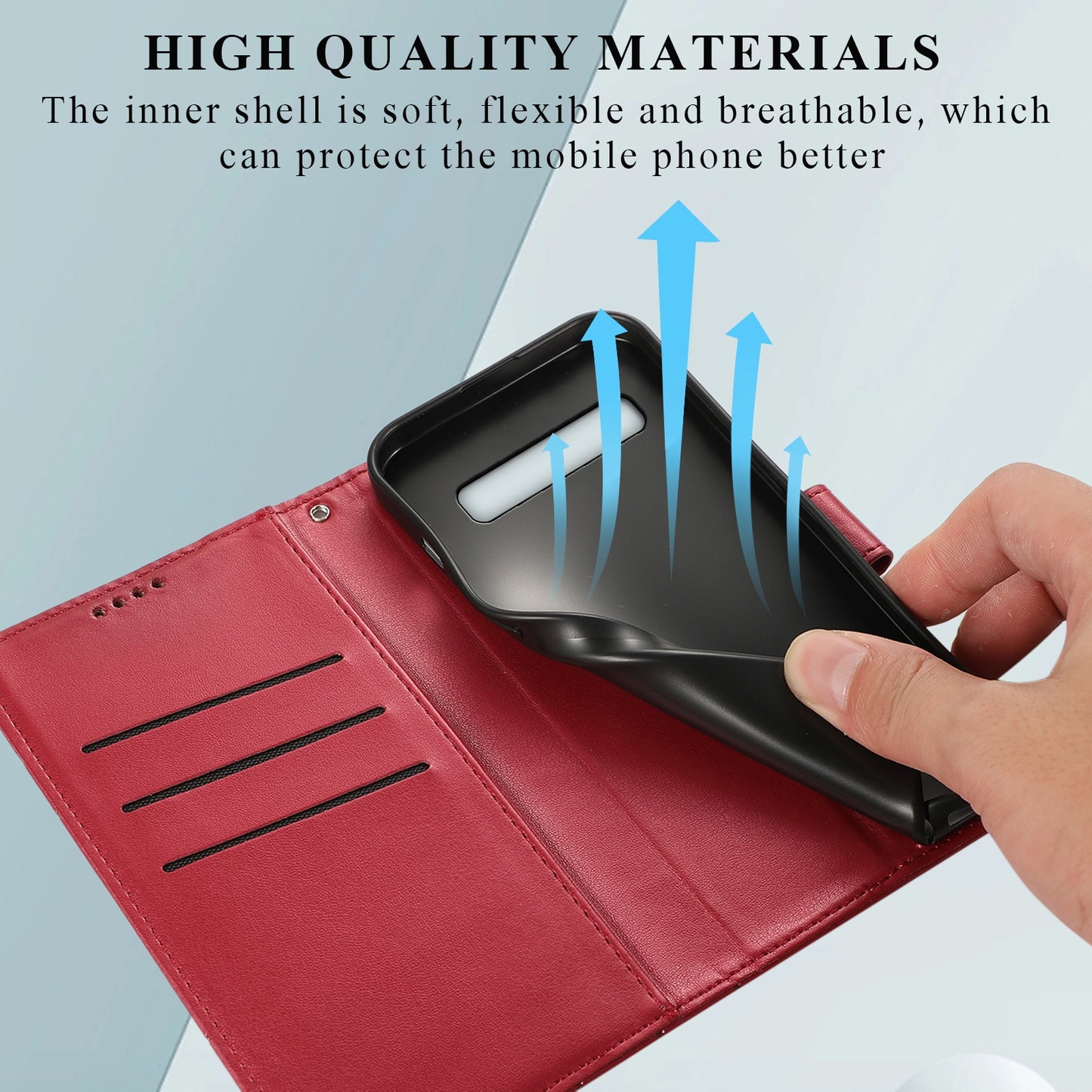 For Samsung Galaxy S10 5G Genuine Leather Texture Embossed Line Phone Case with Card Wallet & Kickstand
