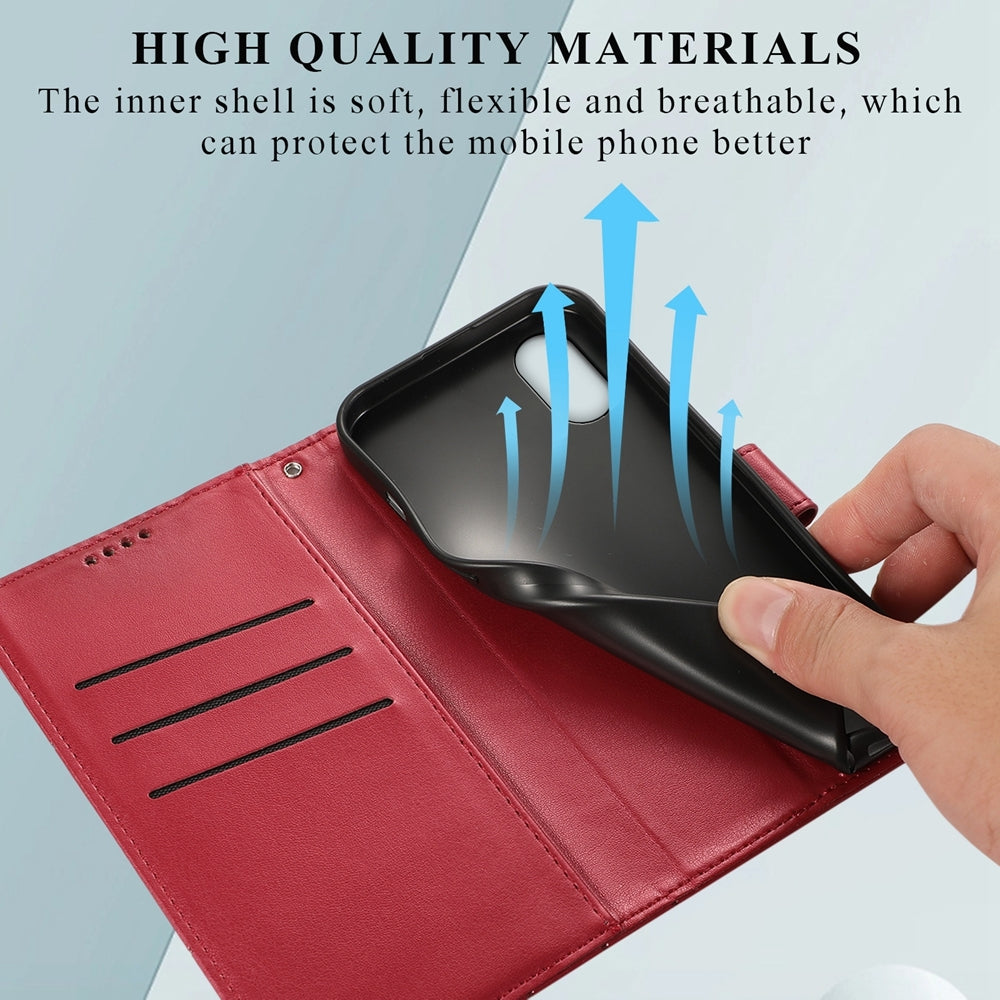 For Samsung Galaxy XCover 7 Genuine Leather Texture Embossed Line Phone Case with Card Wallet & Kickstand