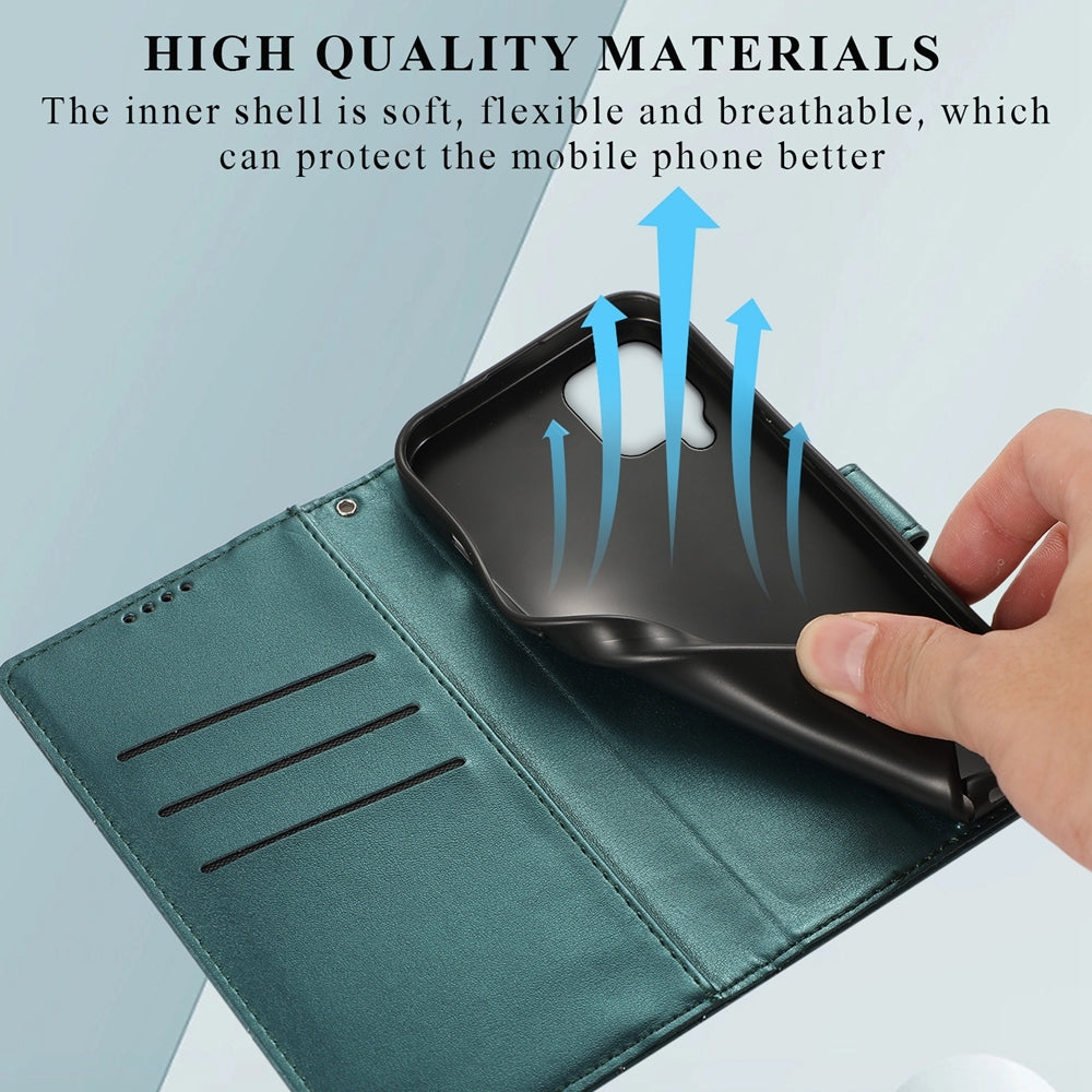 For Samsung Galaxy M62 Genuine Leather Texture Embossed Line Phone Case with Card Wallet & Kickstand