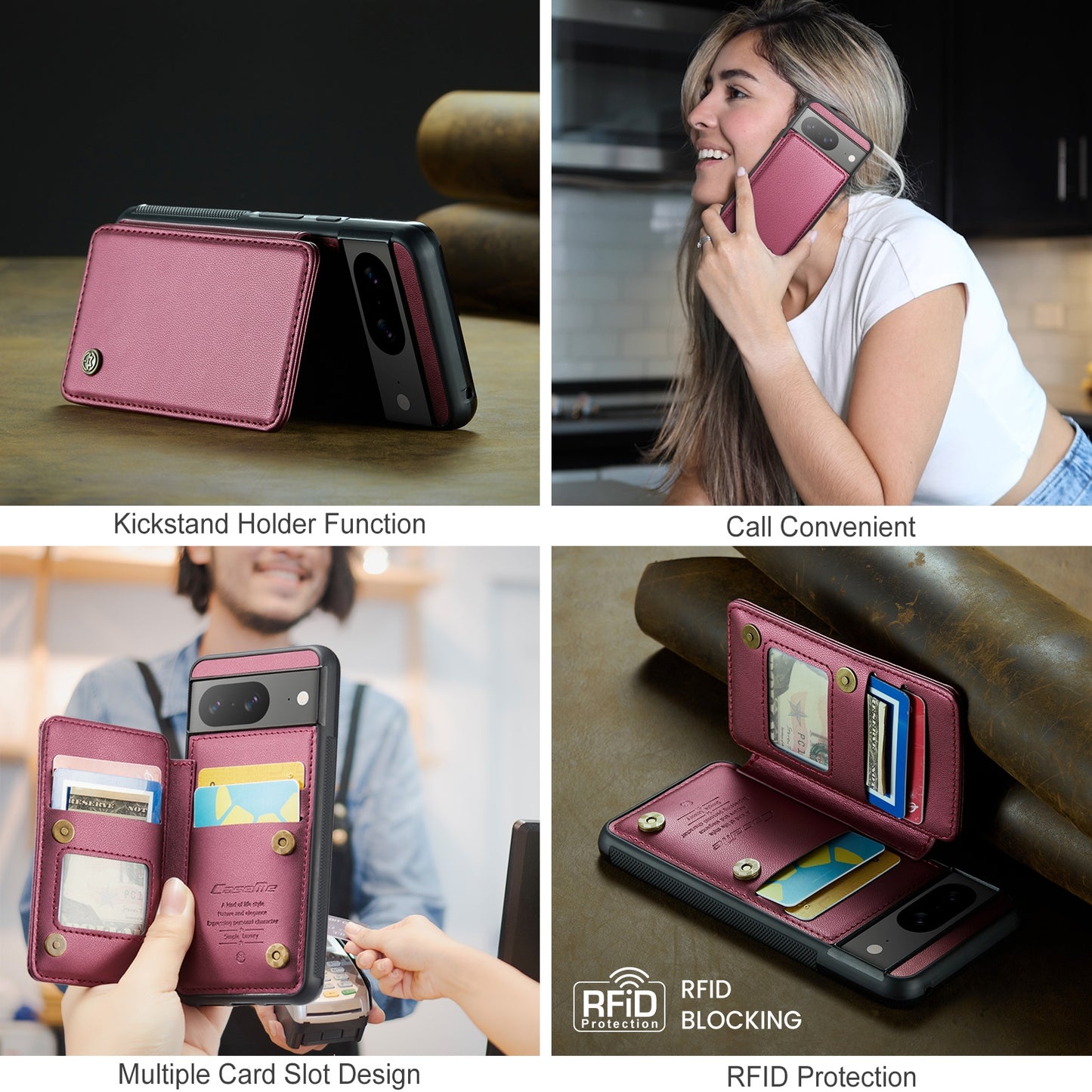 For Google Pixel 8 CaseMe C22 Card Slots Holder RFID Anti-theft Phone Case