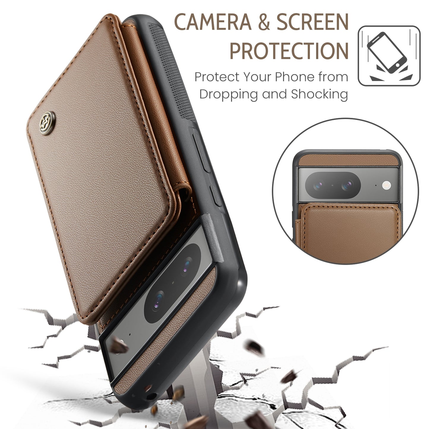 For Google Pixel 8 CaseMe C22 Card Slots Holder RFID Anti-theft Phone Case
