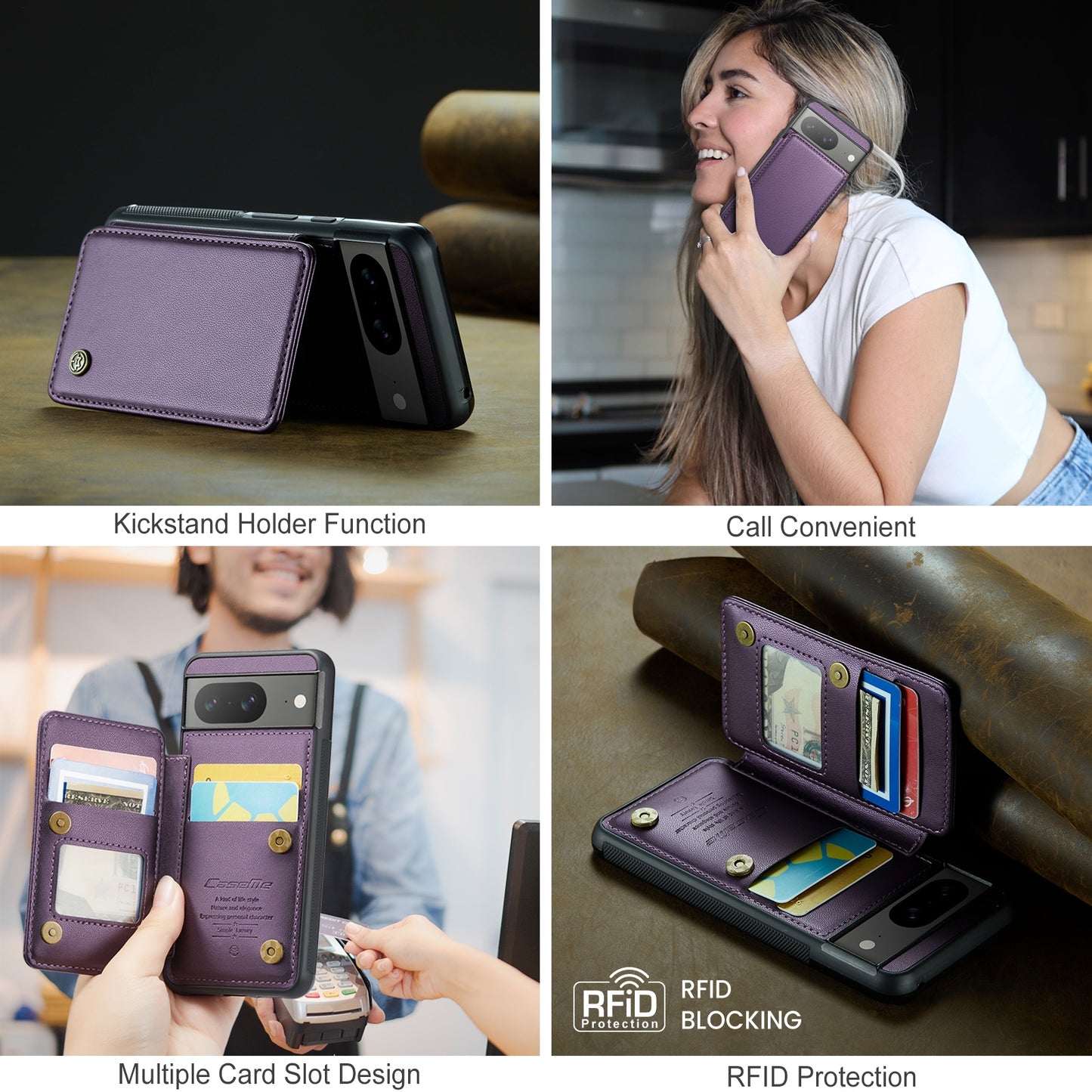 For Google Pixel 8 CaseMe C22 Card Slots Holder RFID Anti-theft Phone Case