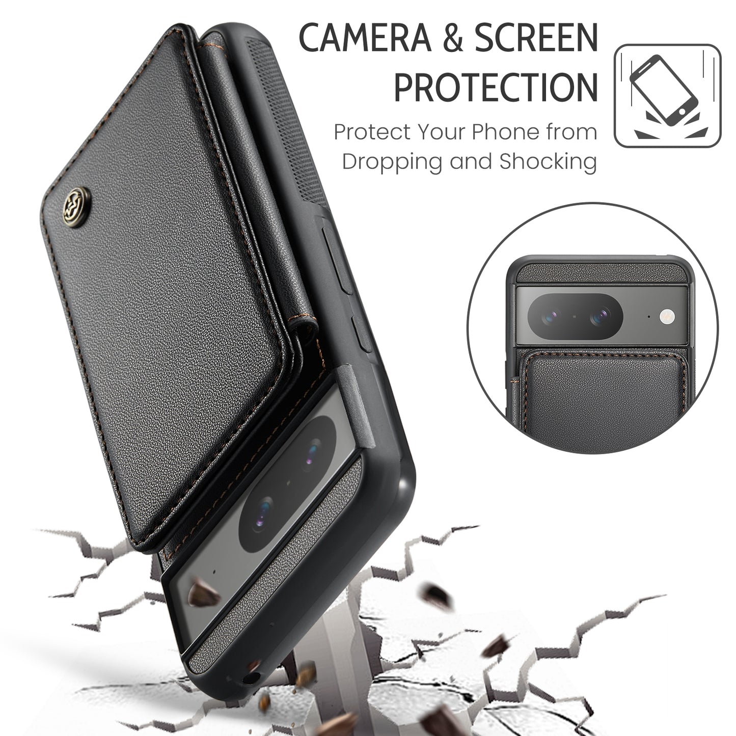 For Google Pixel 8 CaseMe C22 Card Slots Holder RFID Anti-theft Phone Case