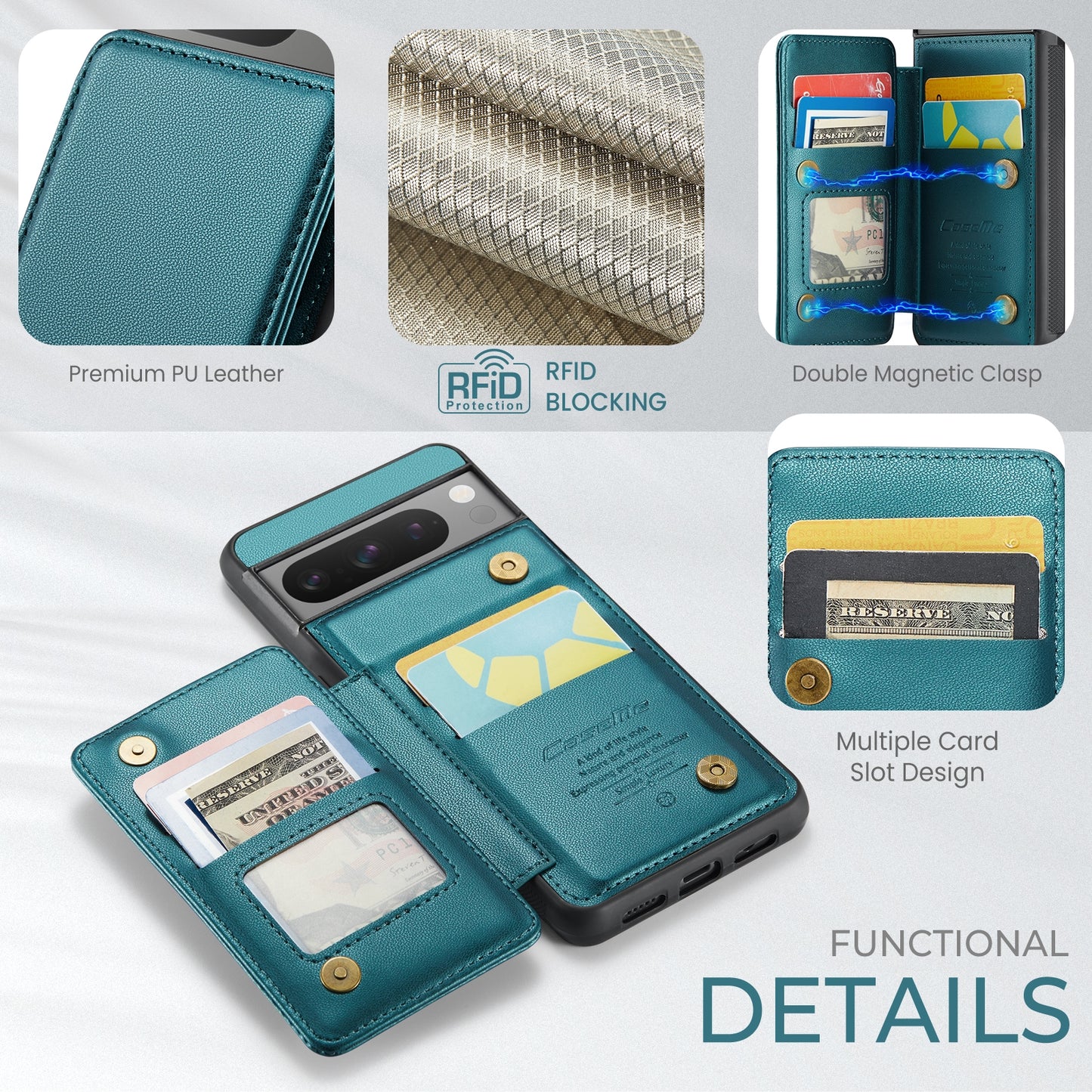 For Google Pixel 8 Pro CaseMe C22 Card Slots Holder RFID Anti-theft Phone Case