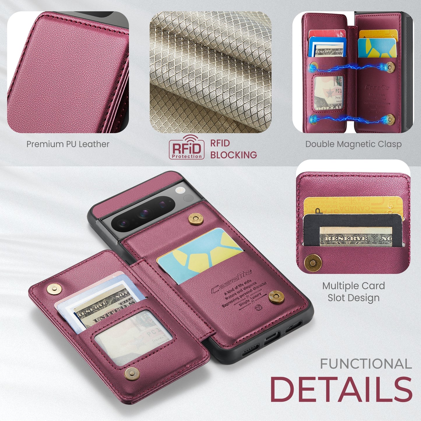 For Google Pixel 8 Pro CaseMe C22 Card Slots Holder RFID Anti-theft Phone Case