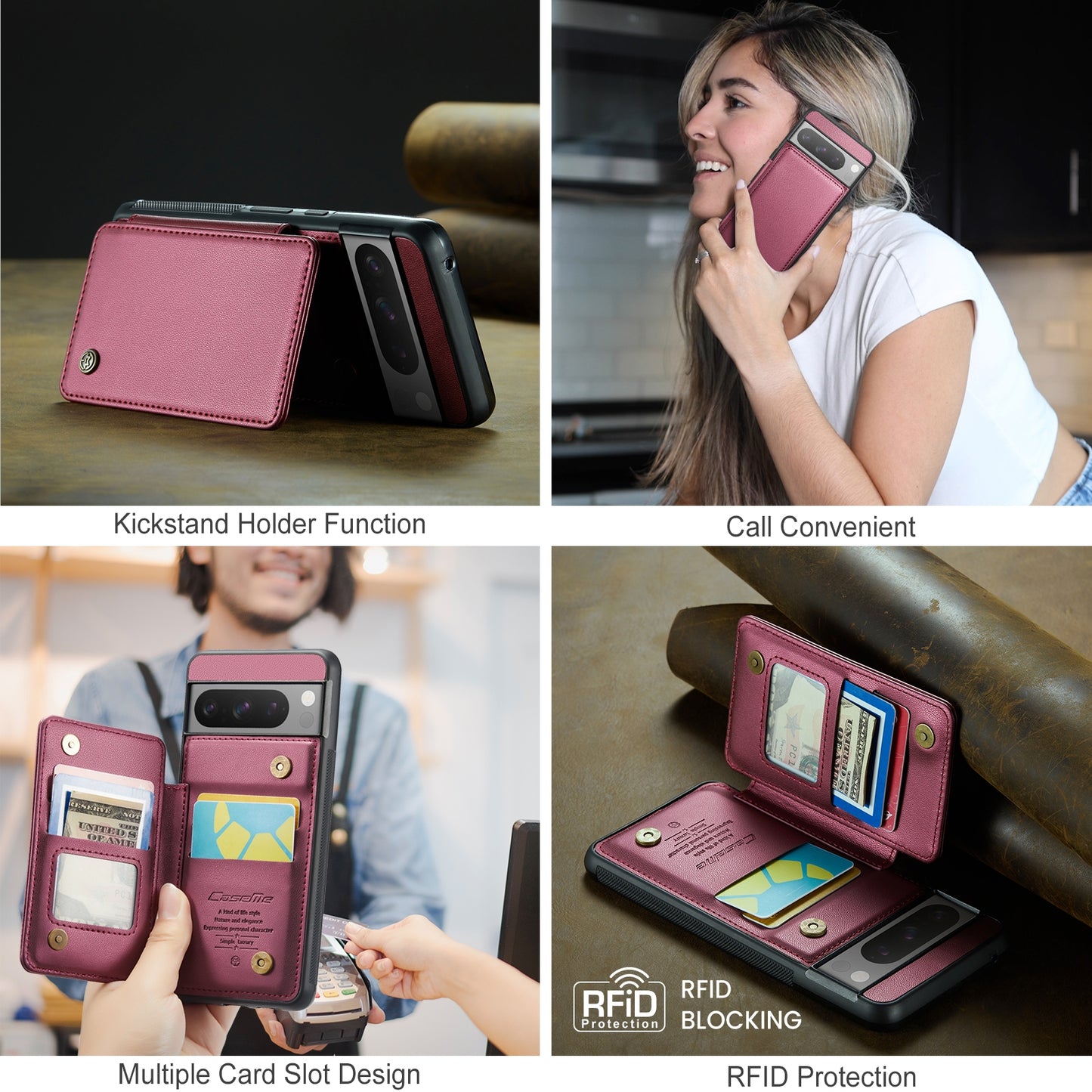 For Google Pixel 8 Pro CaseMe C22 Card Slots Holder RFID Anti-theft Phone Case