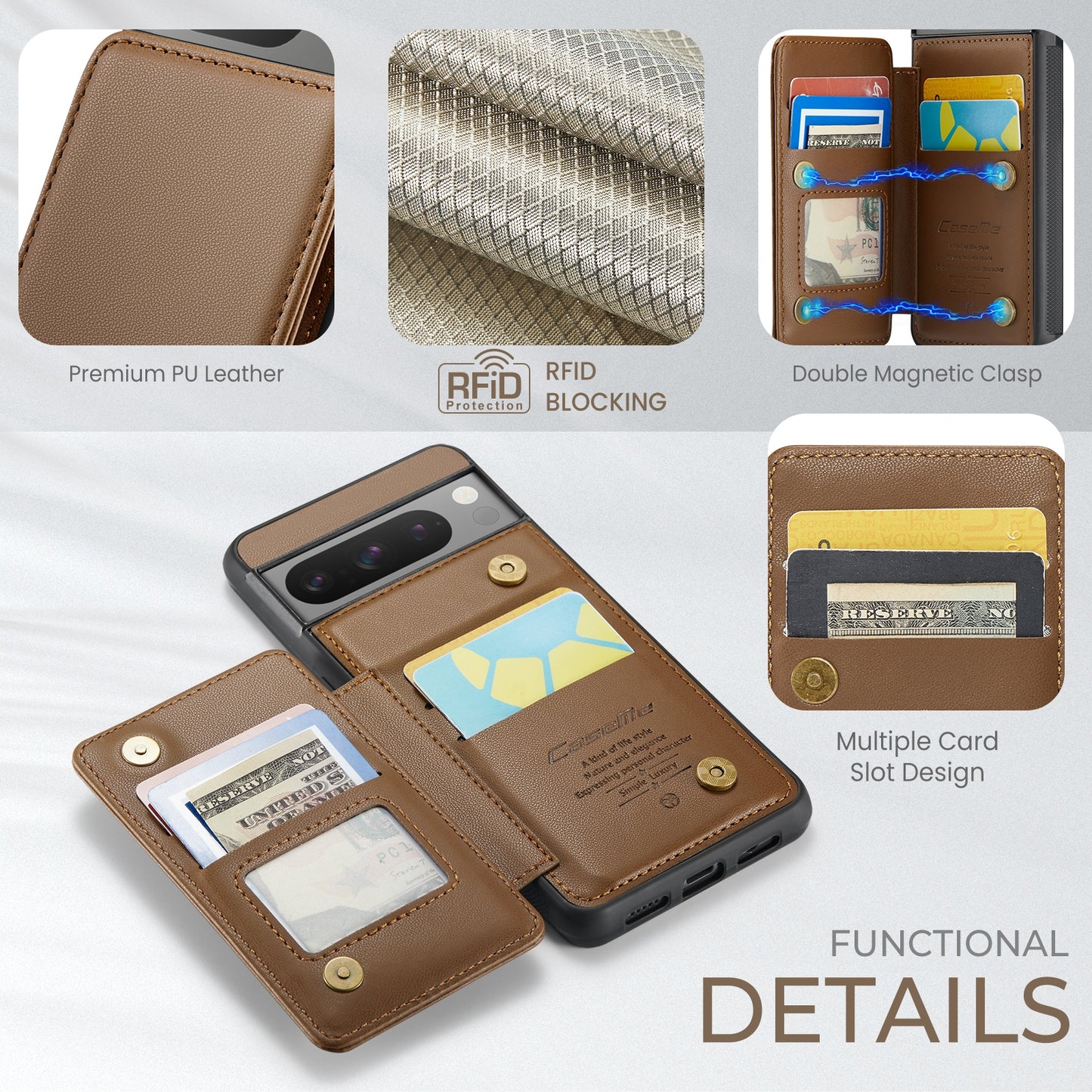 For Google Pixel 8 Pro CaseMe C22 Card Slots Holder RFID Anti-theft Phone Case