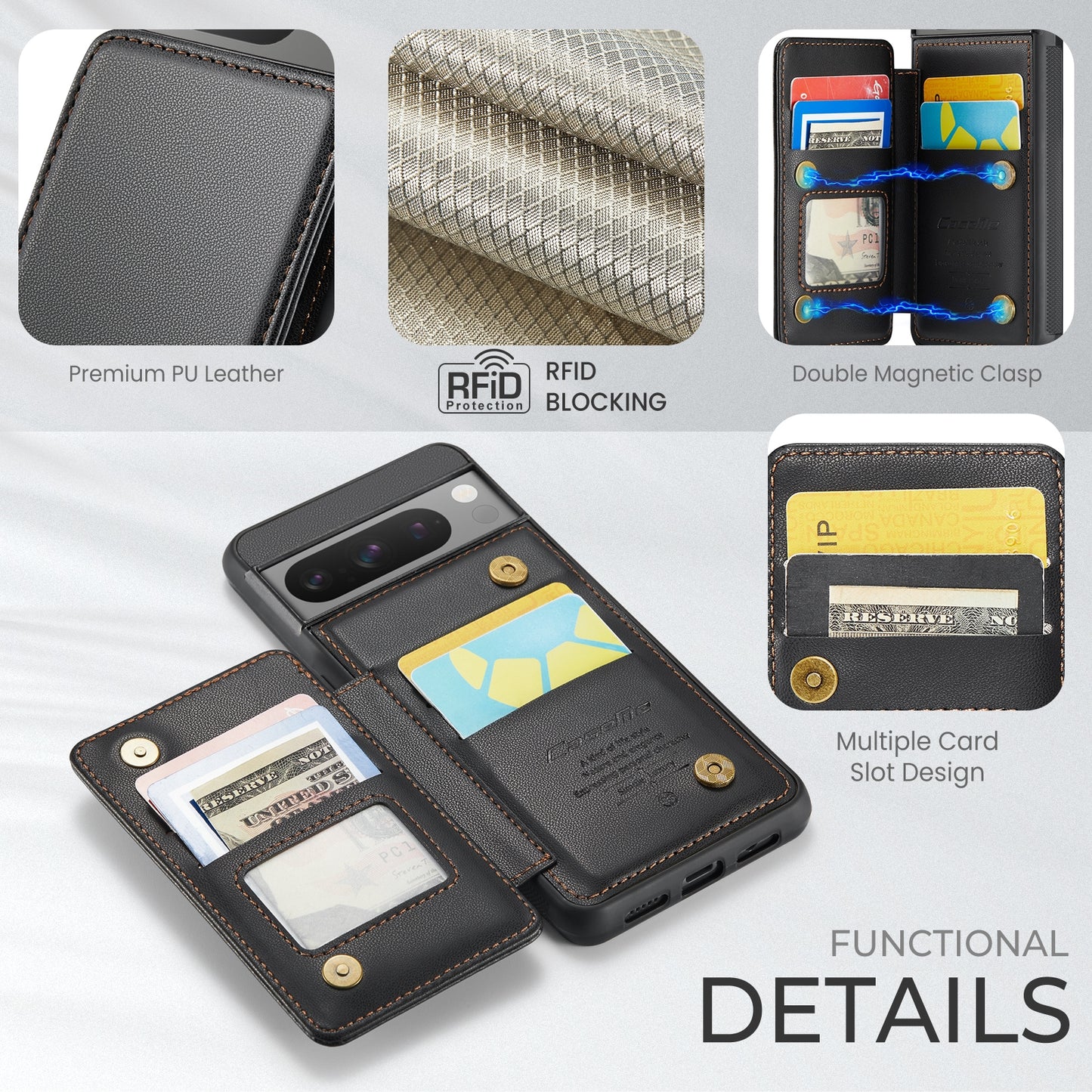 For Google Pixel 8 Pro CaseMe C22 Card Slots Holder RFID Anti-theft Phone Case