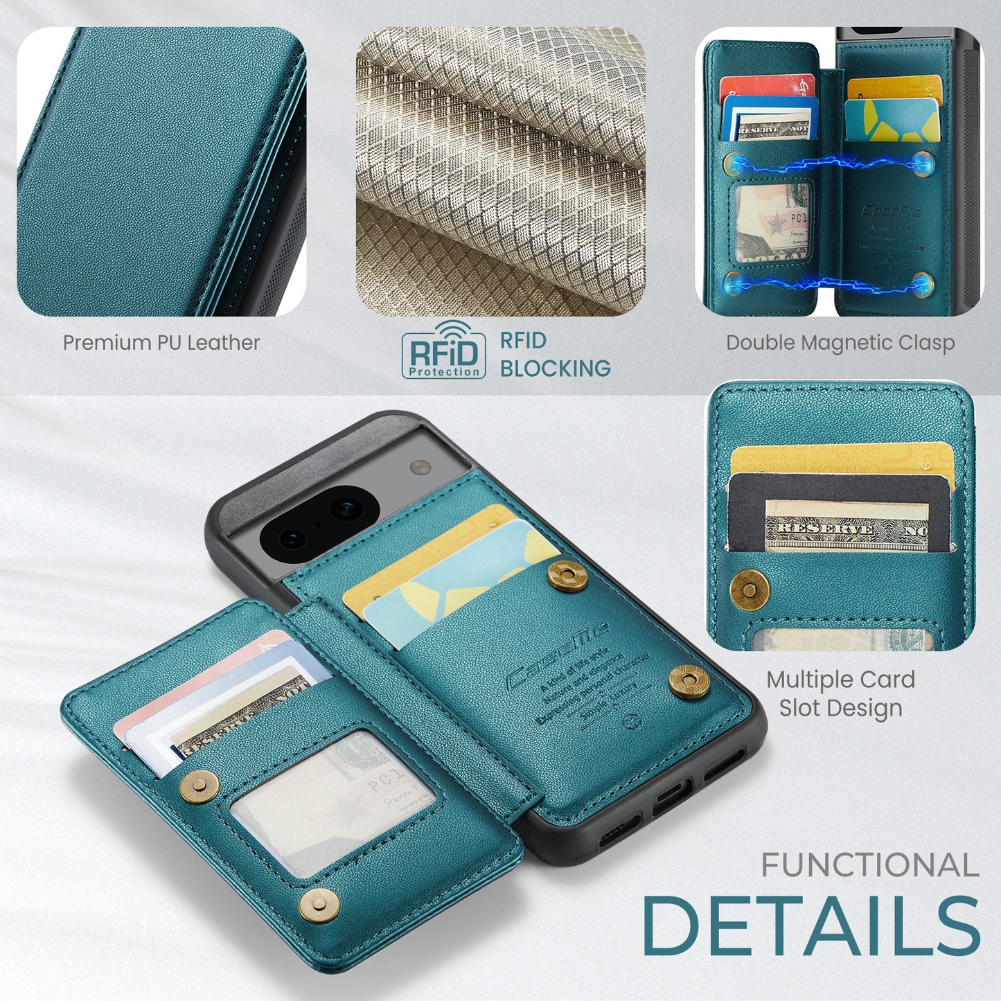 For Google Pixel 8A CaseMe C22 Card Slots Holder RFID Anti-theft Phone Case