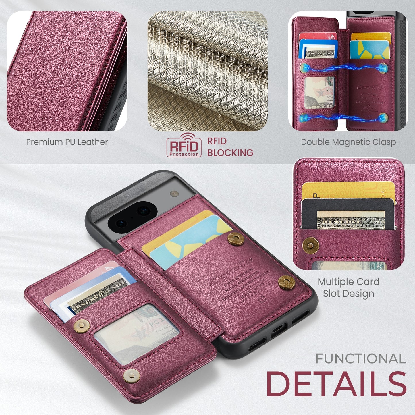 For Google Pixel 8A CaseMe C22 Card Slots Holder RFID Anti-theft Phone Case