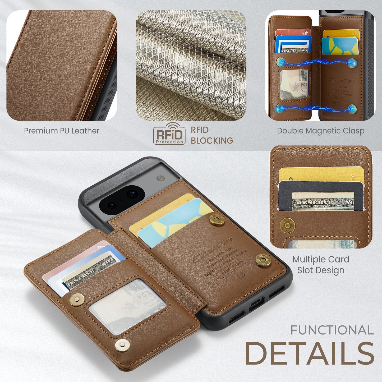 For Google Pixel 8A CaseMe C22 Card Slots Holder RFID Anti-theft Phone Case