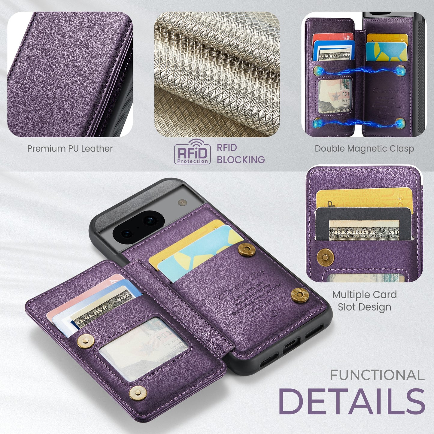 For Google Pixel 8A CaseMe C22 Card Slots Holder RFID Anti-theft Phone Case