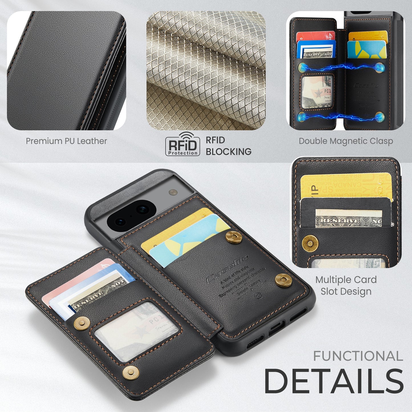 For Google Pixel 8A CaseMe C22 Card Slots Holder RFID Anti-theft Phone Case