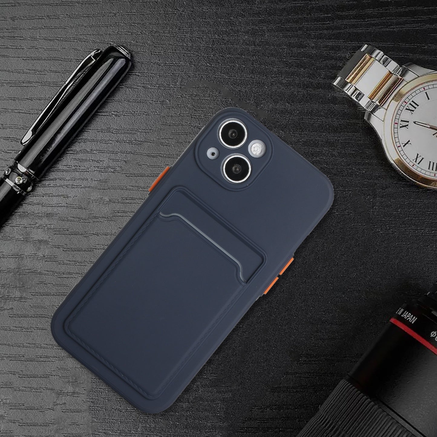 For Apple iPhone 15 Shockproof TPU Case with Card Holder - Durable & Lightweight Design