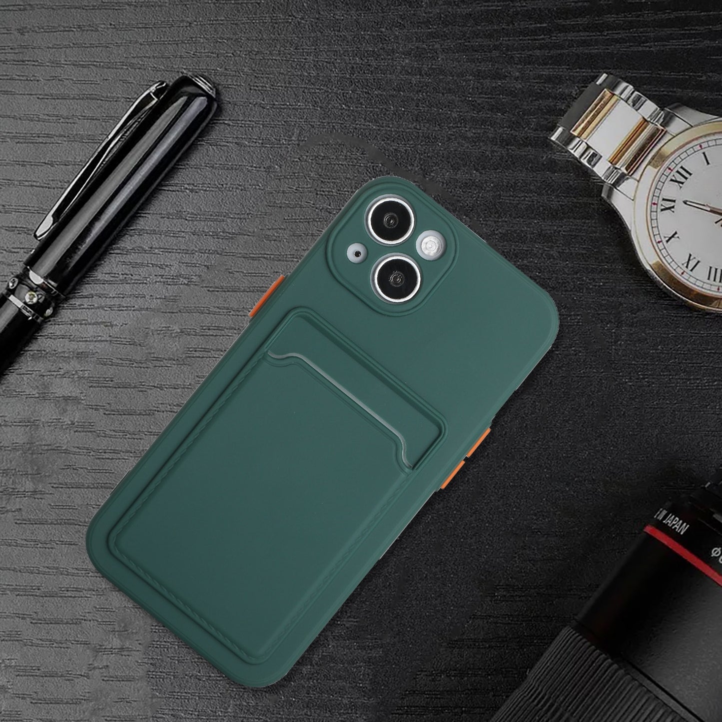 For Apple iPhone 15 Plus Shockproof TPU Case with Card Holder - Durable & Lightweight Design