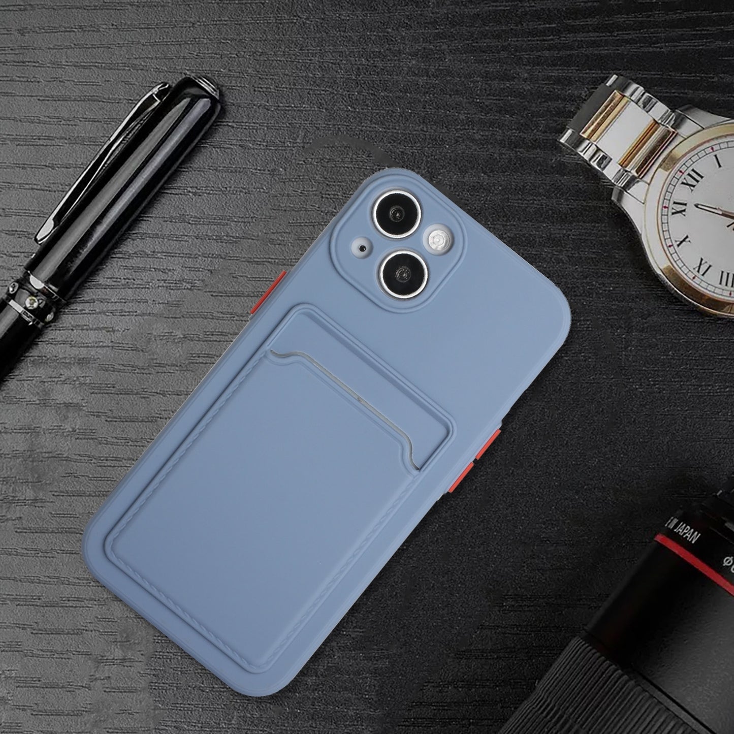 For Apple iPhone 15 Shockproof TPU Case with Card Holder - Durable & Lightweight Design