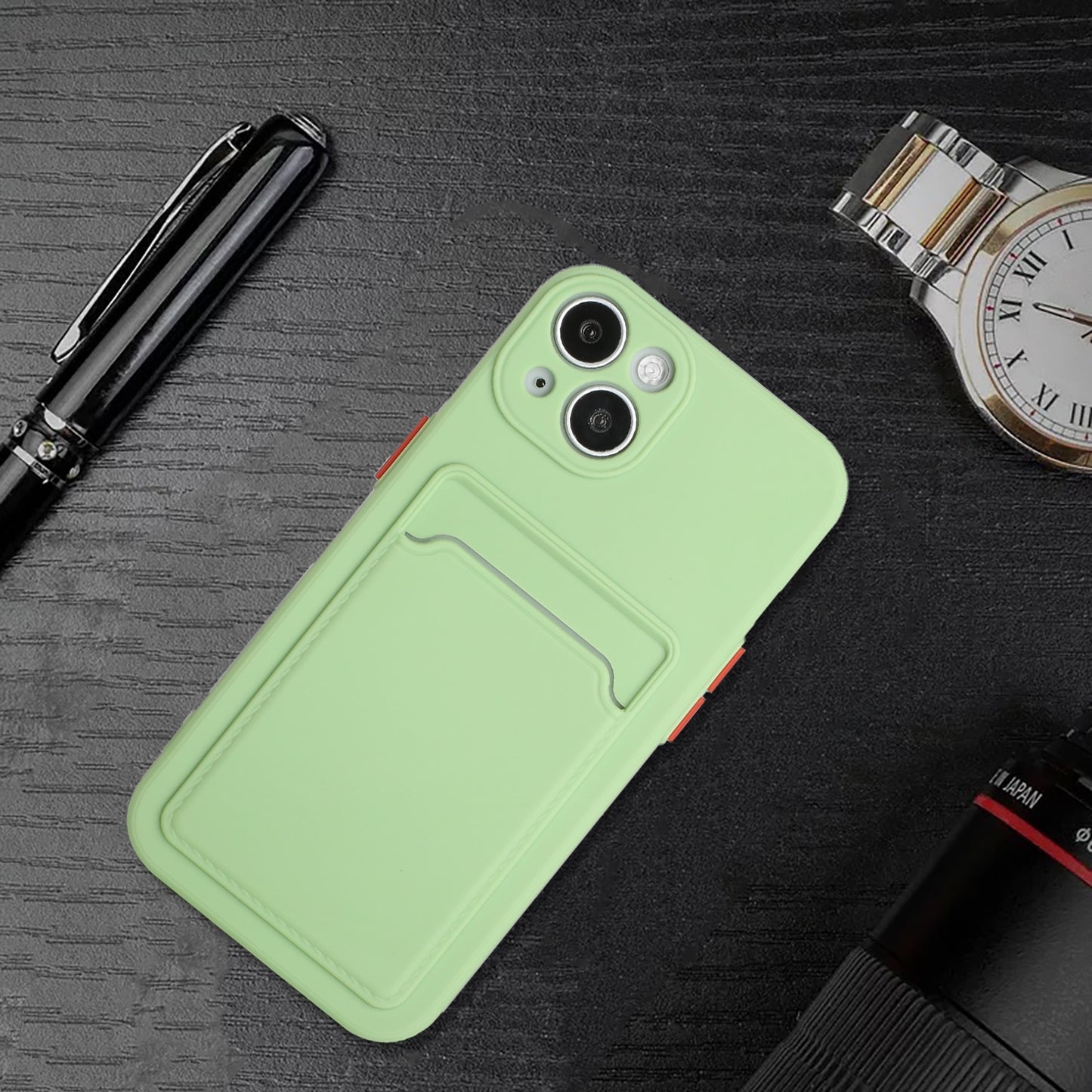 For Apple iPhone 15 Shockproof TPU Case with Card Holder - Durable & Lightweight Design