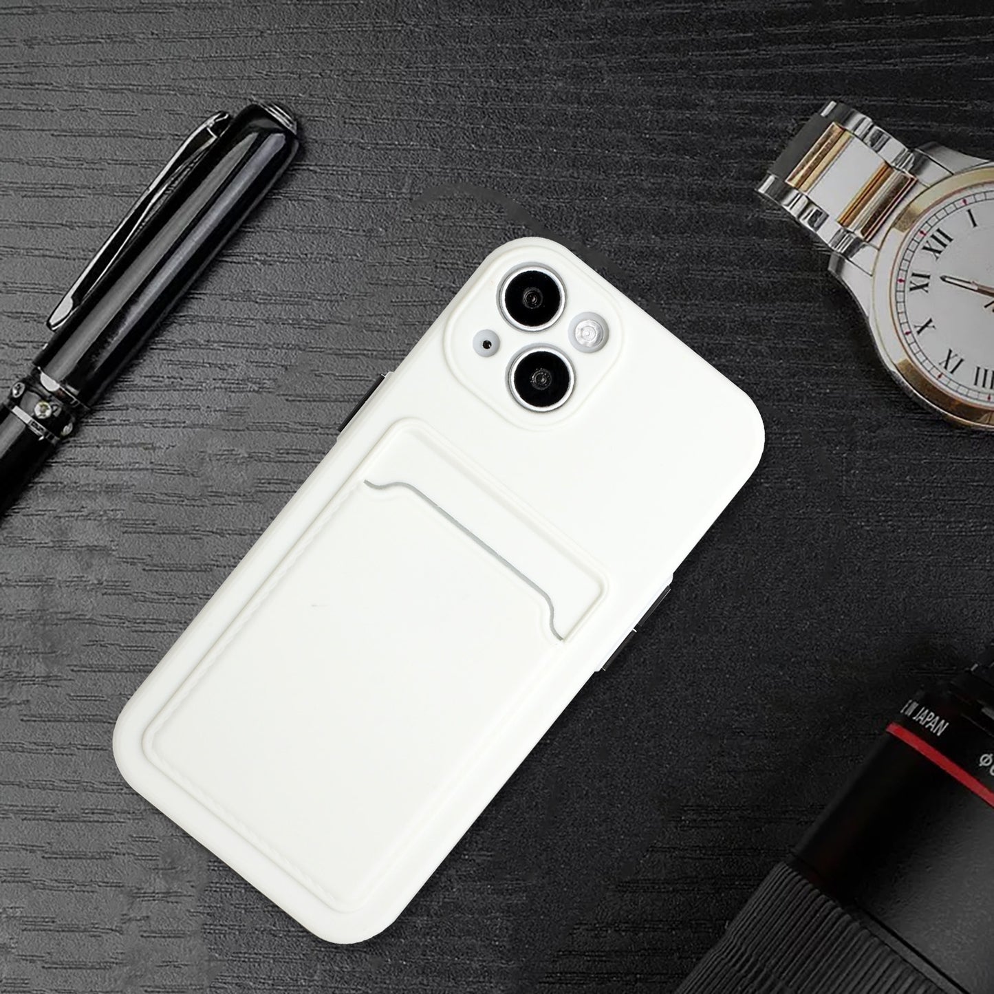 For Apple iPhone 15 Shockproof TPU Case with Card Holder - Durable & Lightweight Design