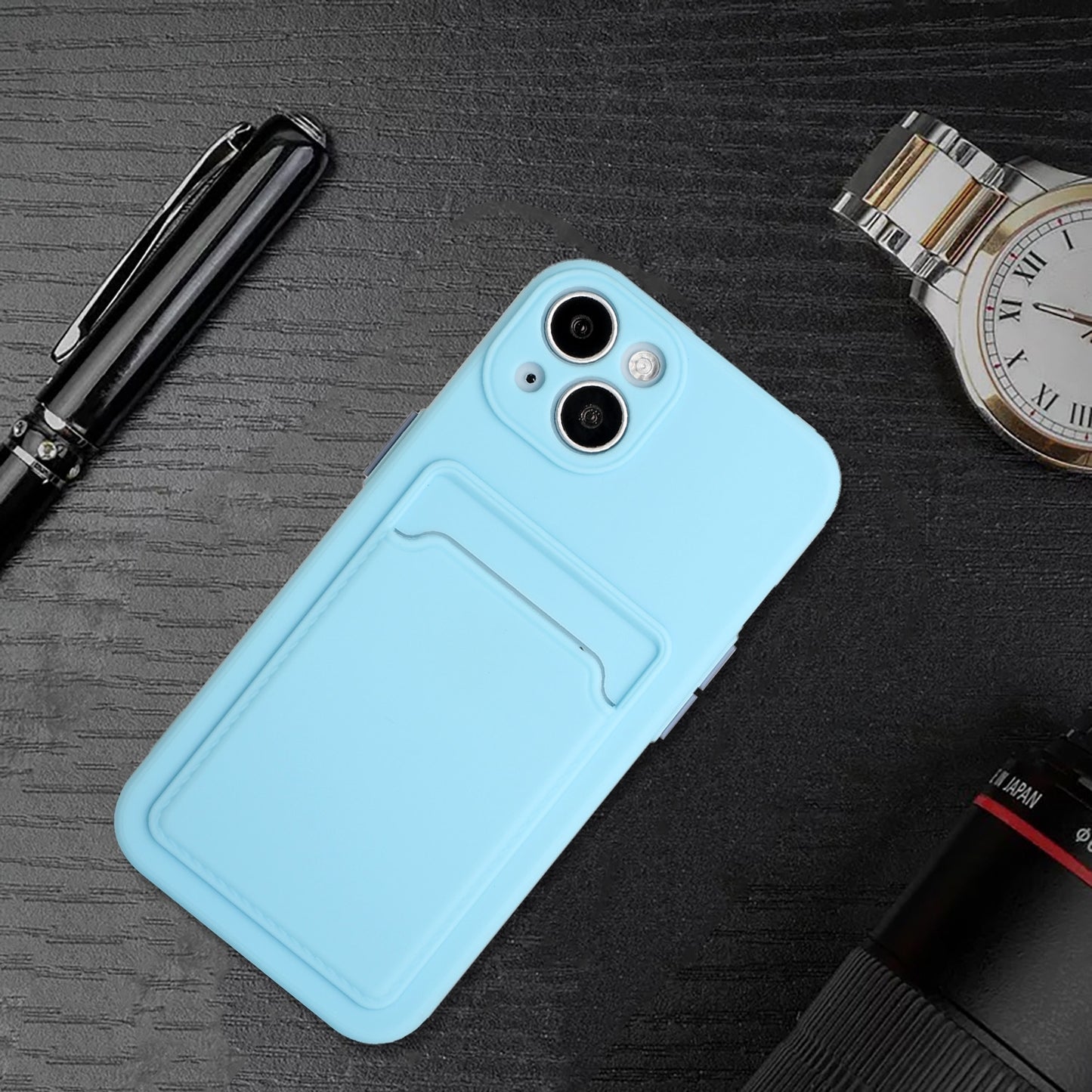 For Apple iPhone 15 Shockproof TPU Case with Card Holder - Durable & Lightweight Design