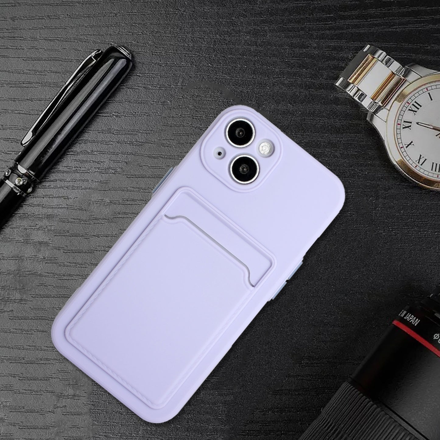 For Apple iPhone 15 Shockproof TPU Case with Card Holder - Durable & Lightweight Design