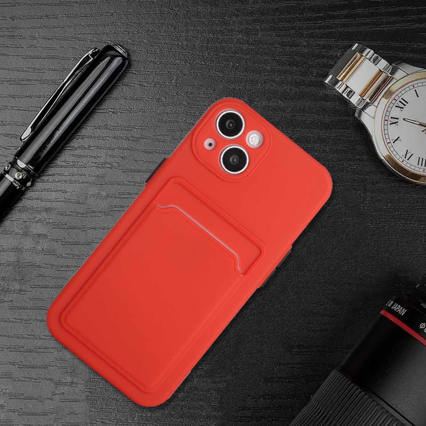 For Apple iPhone 15 Shockproof TPU Case with Card Holder - Durable & Lightweight Design