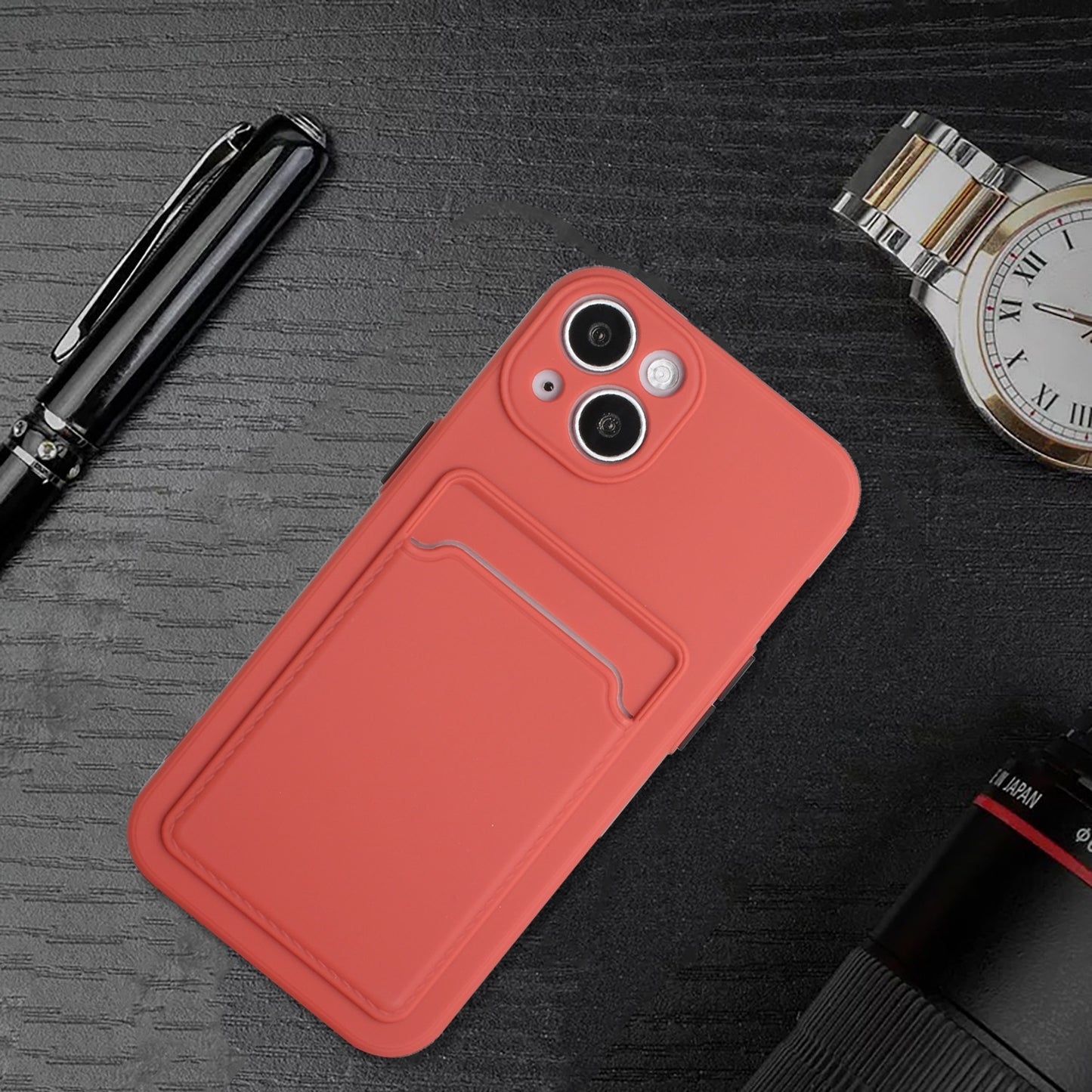 For Apple iPhone 15 Shockproof TPU Case with Card Holder - Durable & Lightweight Design