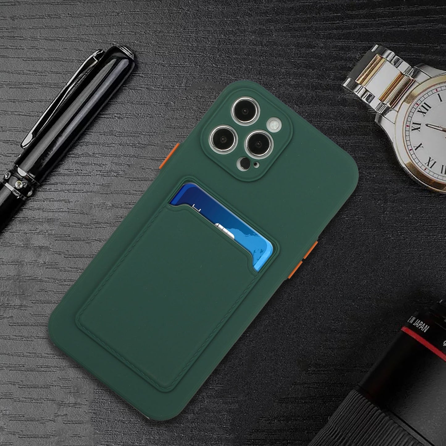 For Apple iPhone 15 Pro Max Shockproof TPU Case with Card Holder - Durable & Lightweight Design