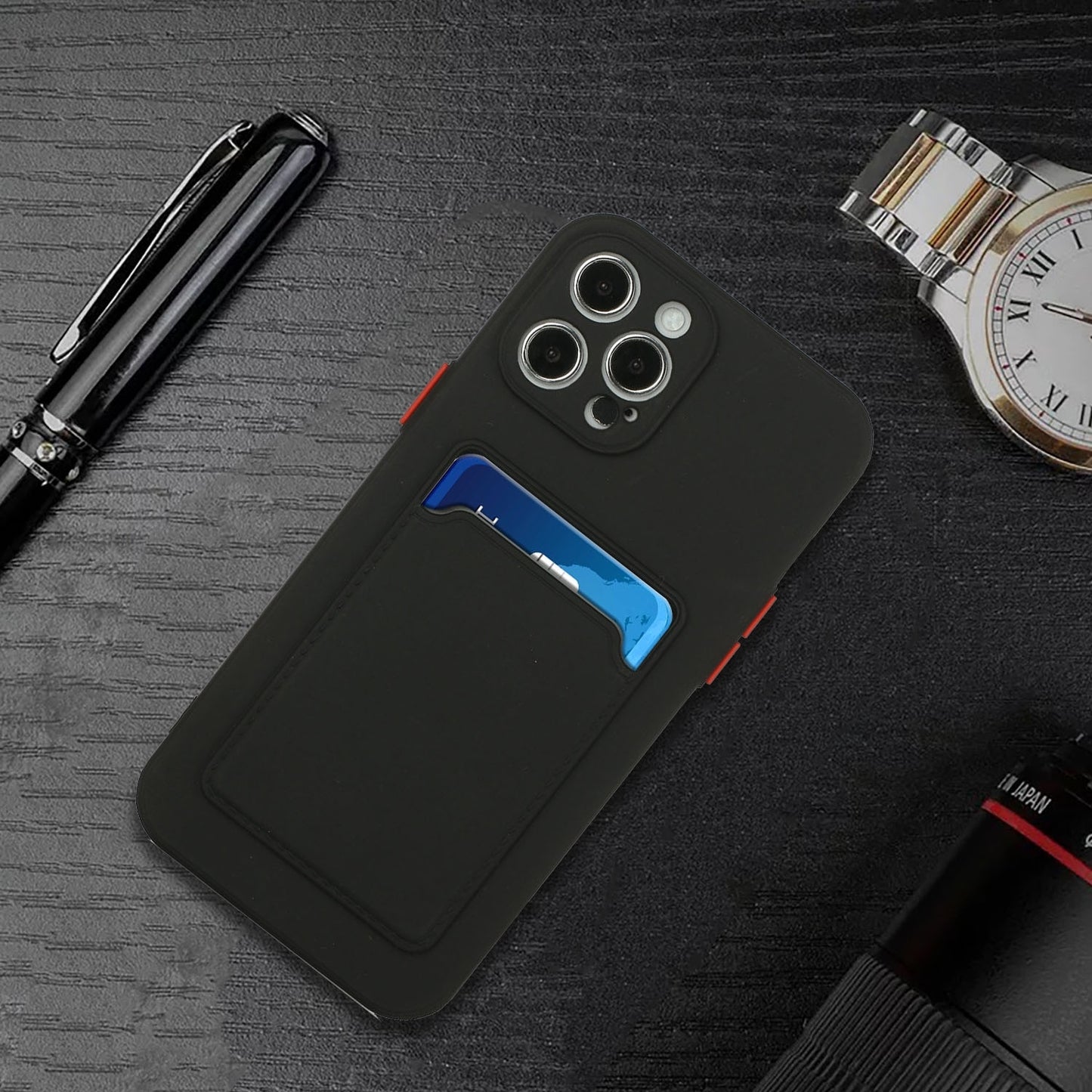 For Apple iPhone 15 Pro Max Shockproof TPU Case with Card Holder - Durable & Lightweight Design