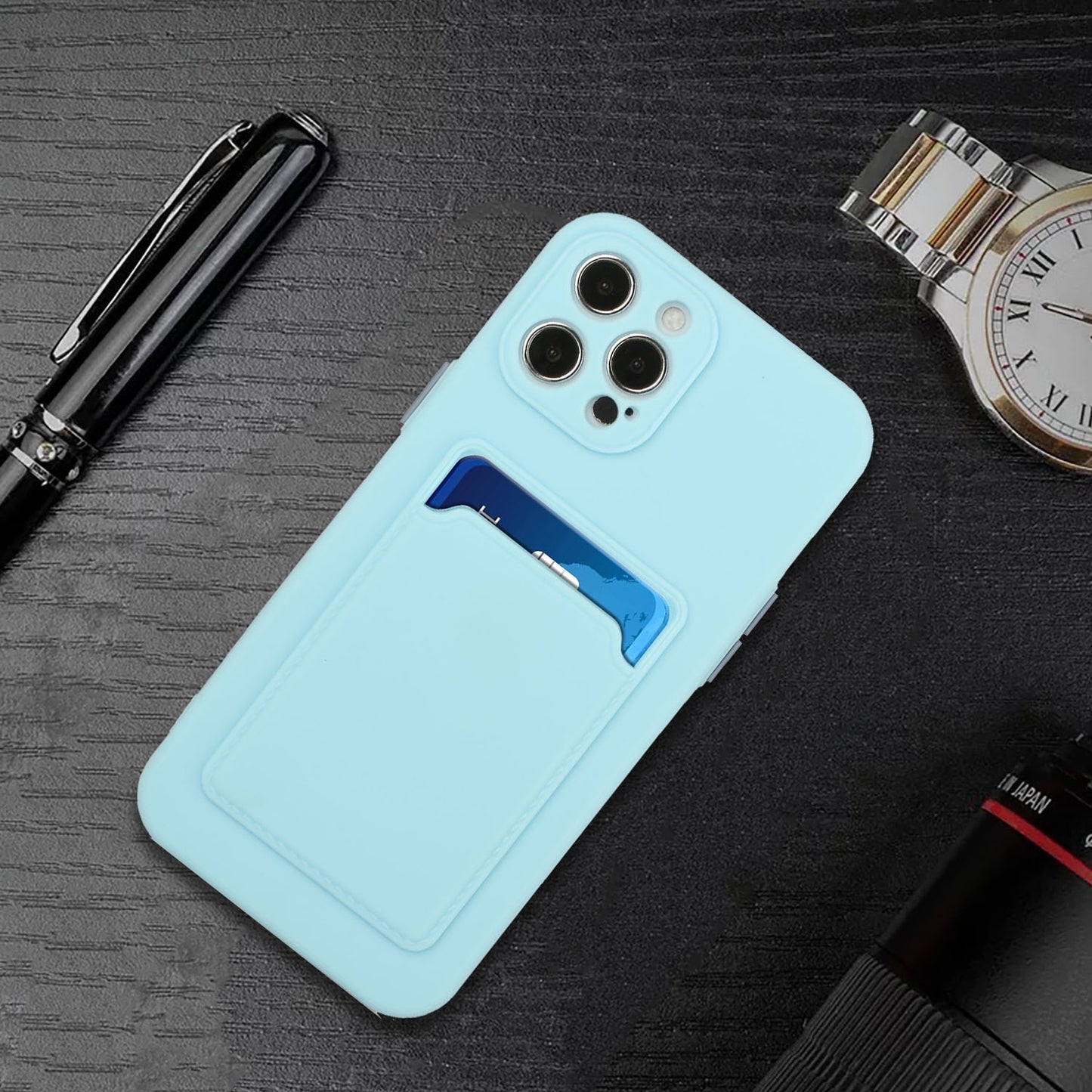 For Apple iPhone 15 Pro Max Shockproof TPU Case with Card Holder - Durable & Lightweight Design