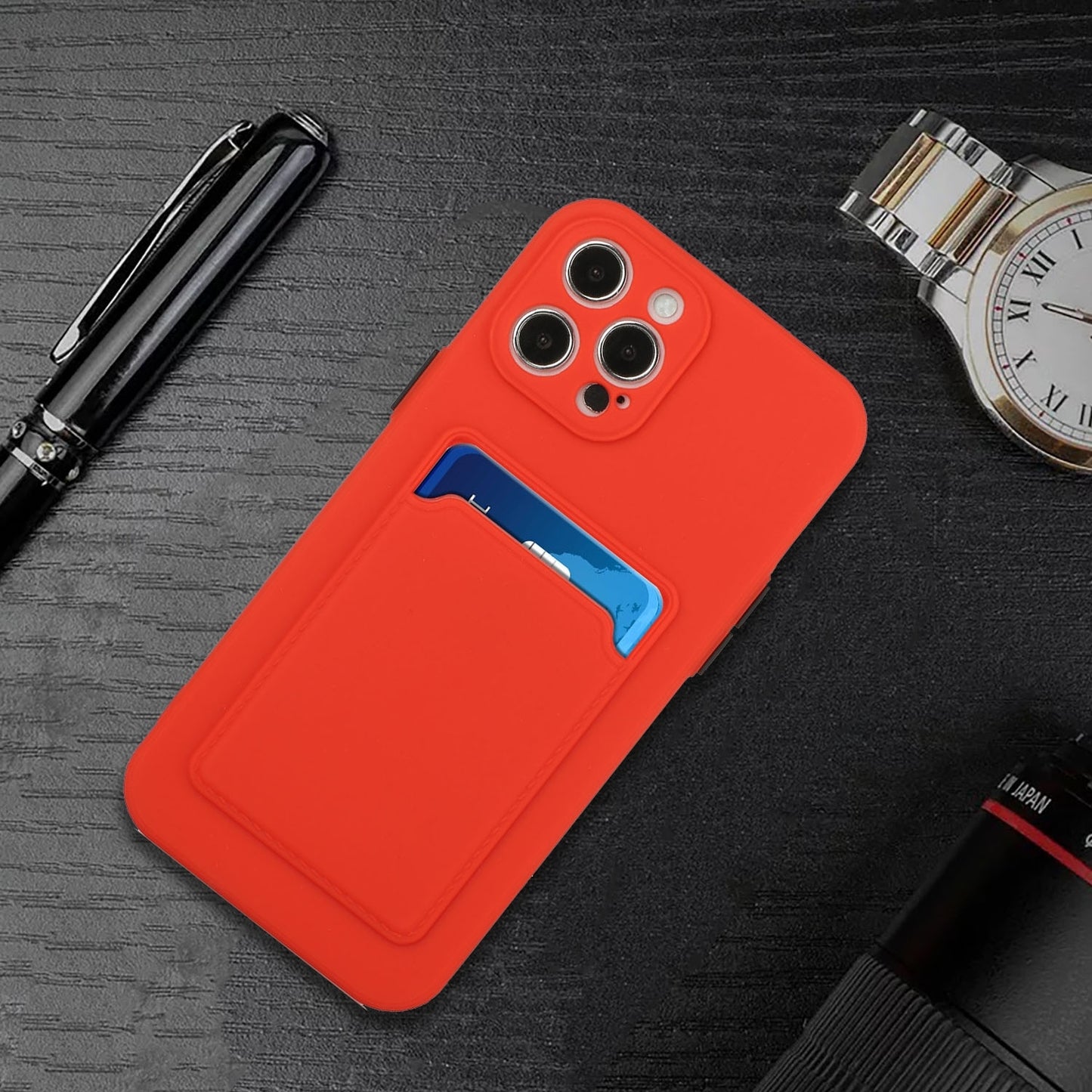 For Apple iPhone 15 Pro Max Shockproof TPU Case with Card Holder - Durable & Lightweight Design