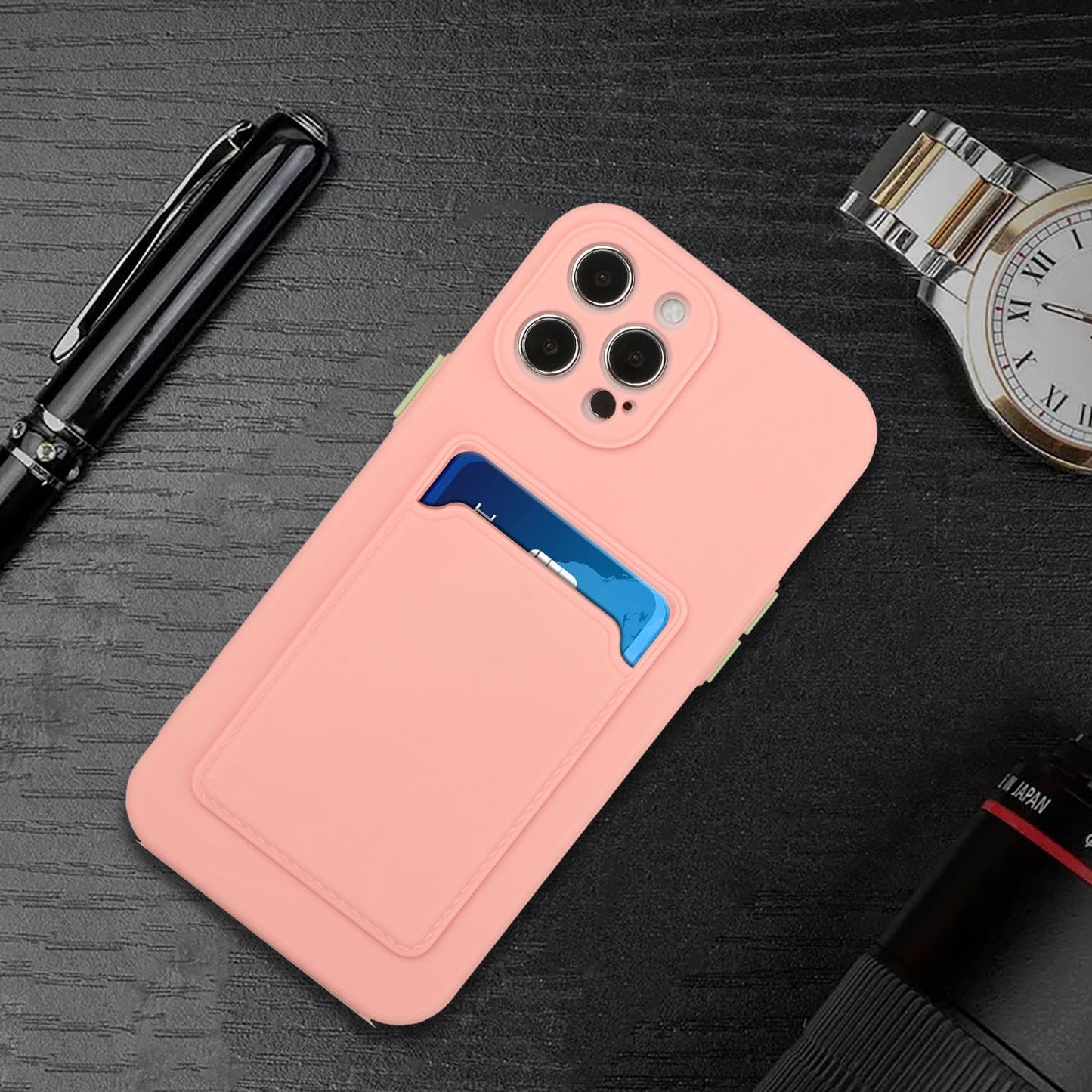 For Apple iPhone 15 Pro Max Shockproof TPU Case with Card Holder - Durable & Lightweight Design