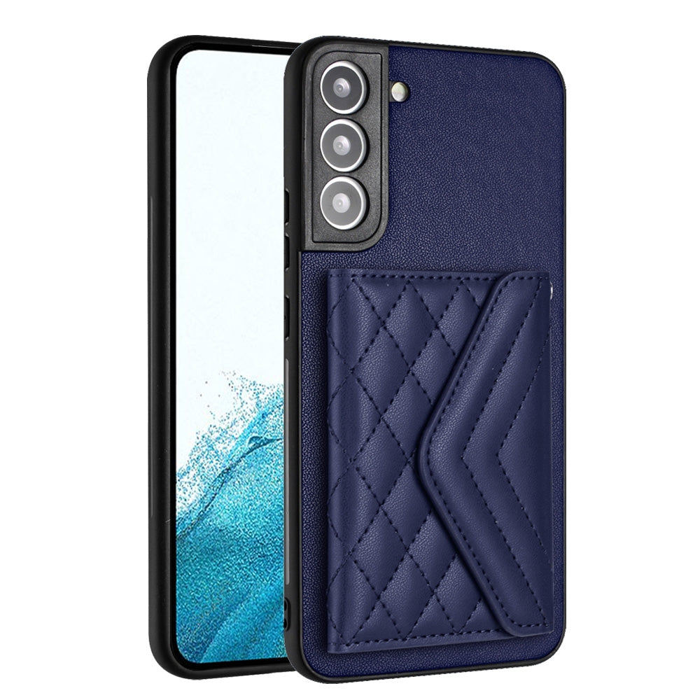 For Samsung Galaxy S21 FE Case - Rhombic Texture, RFID Blocking Wallet, Durable PU Leather with Lanyard