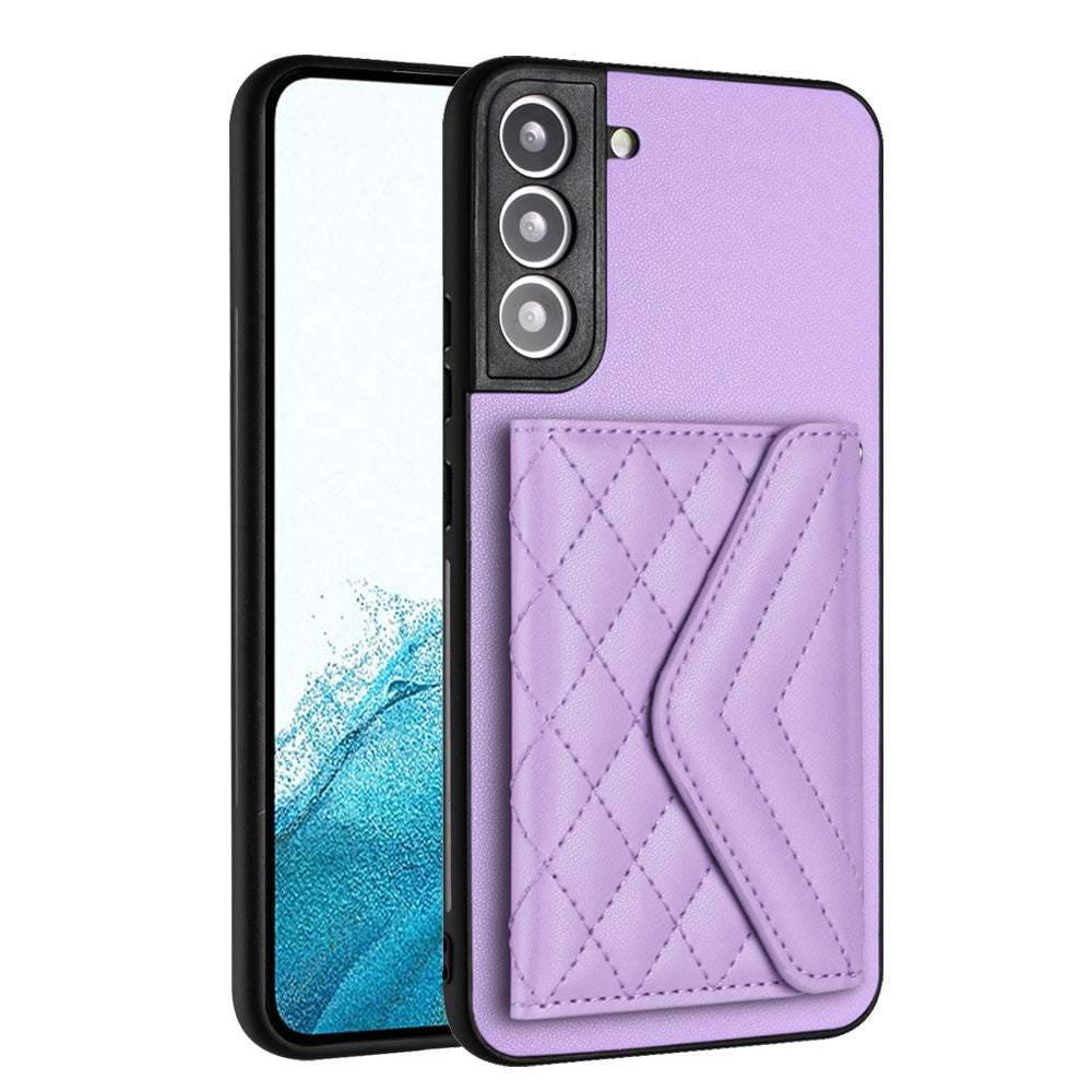 For Samsung Galaxy S21 FE Case - Rhombic Texture, RFID Blocking Wallet, Durable PU Leather with Lanyard