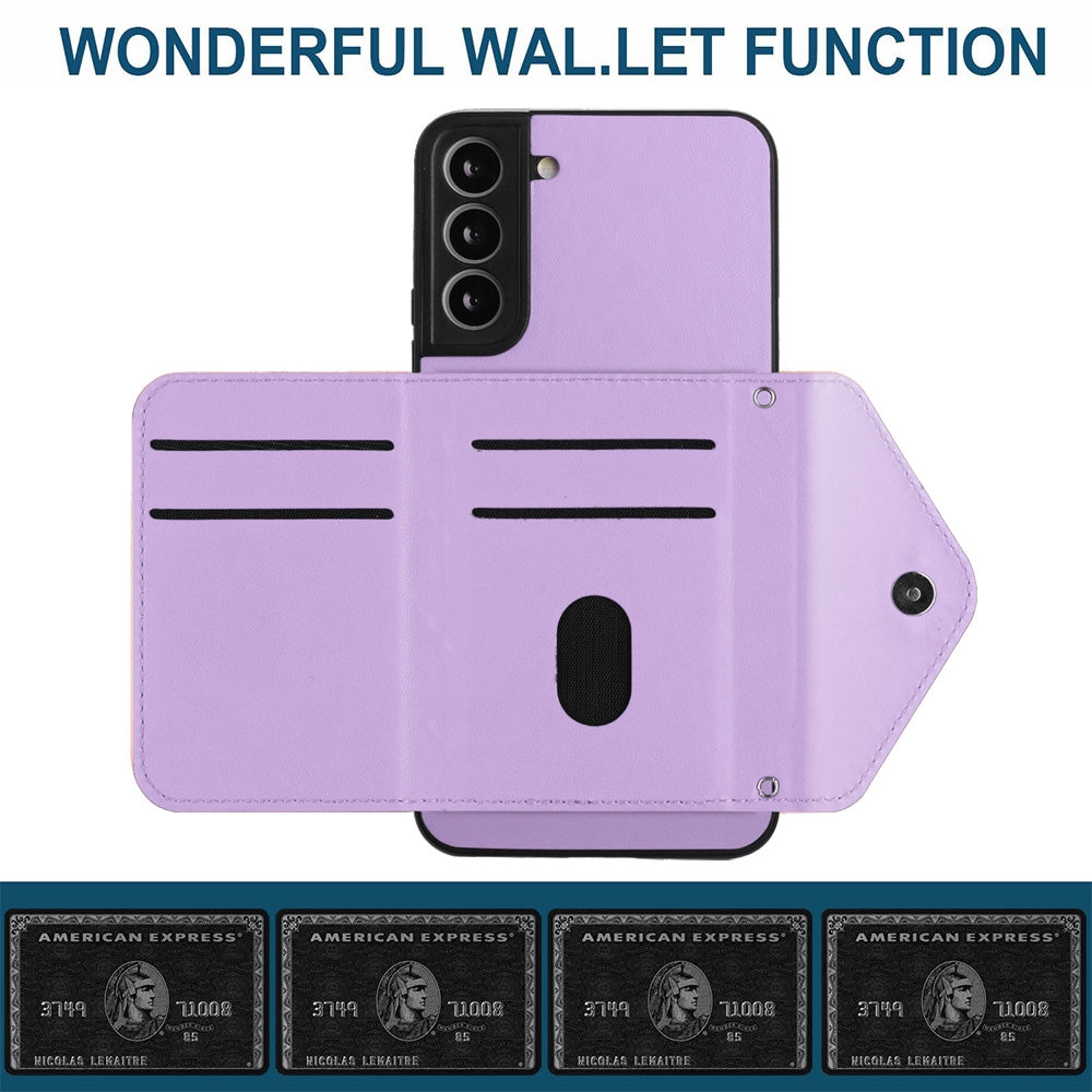 For Samsung Galaxy S21 FE Case - Rhombic Texture, RFID Blocking Wallet, Durable PU Leather with Lanyard