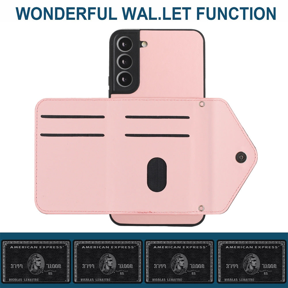 For Samsung Galaxy S21 FE Case - Rhombic Texture, RFID Blocking Wallet, Durable PU Leather with Lanyard