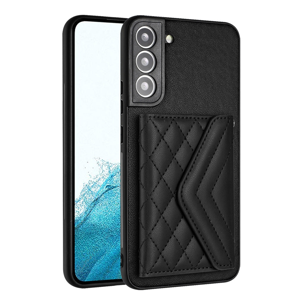 For Samsung Galaxy S21 FE Case - Rhombic Texture, RFID Blocking Wallet, Durable PU Leather with Lanyard