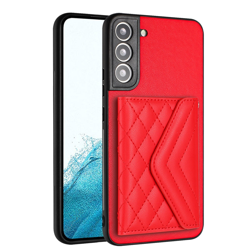 For Samsung Galaxy S21 FE Case - Rhombic Texture, RFID Blocking Wallet, Durable PU Leather with Lanyard