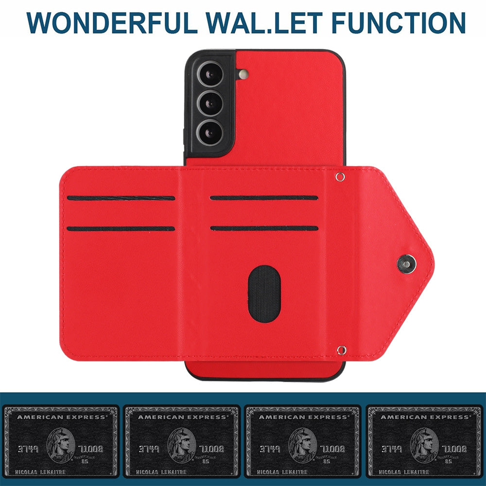 For Samsung Galaxy S21 FE Case - Rhombic Texture, RFID Blocking Wallet, Durable PU Leather with Lanyard
