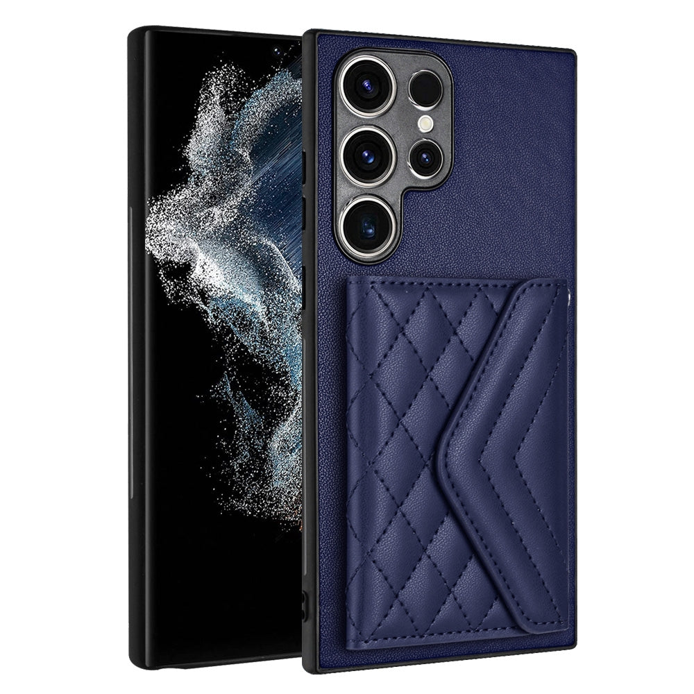 For Samsung Galaxy S23 Ultra 5G Case - Rhombic Texture, RFID Blocking Wallet, Durable PU Leather with Lanyard