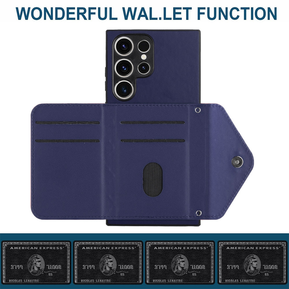 For Samsung Galaxy S23 Ultra 5G Case - Rhombic Texture, RFID Blocking Wallet, Durable PU Leather with Lanyard
