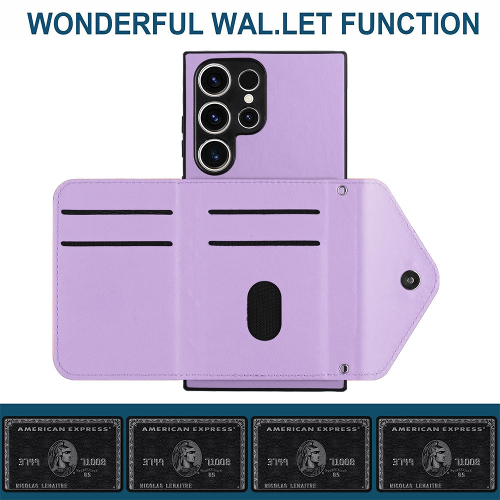 For Samsung Galaxy S23 Ultra 5G Case - Rhombic Texture, RFID Blocking Wallet, Durable PU Leather with Lanyard