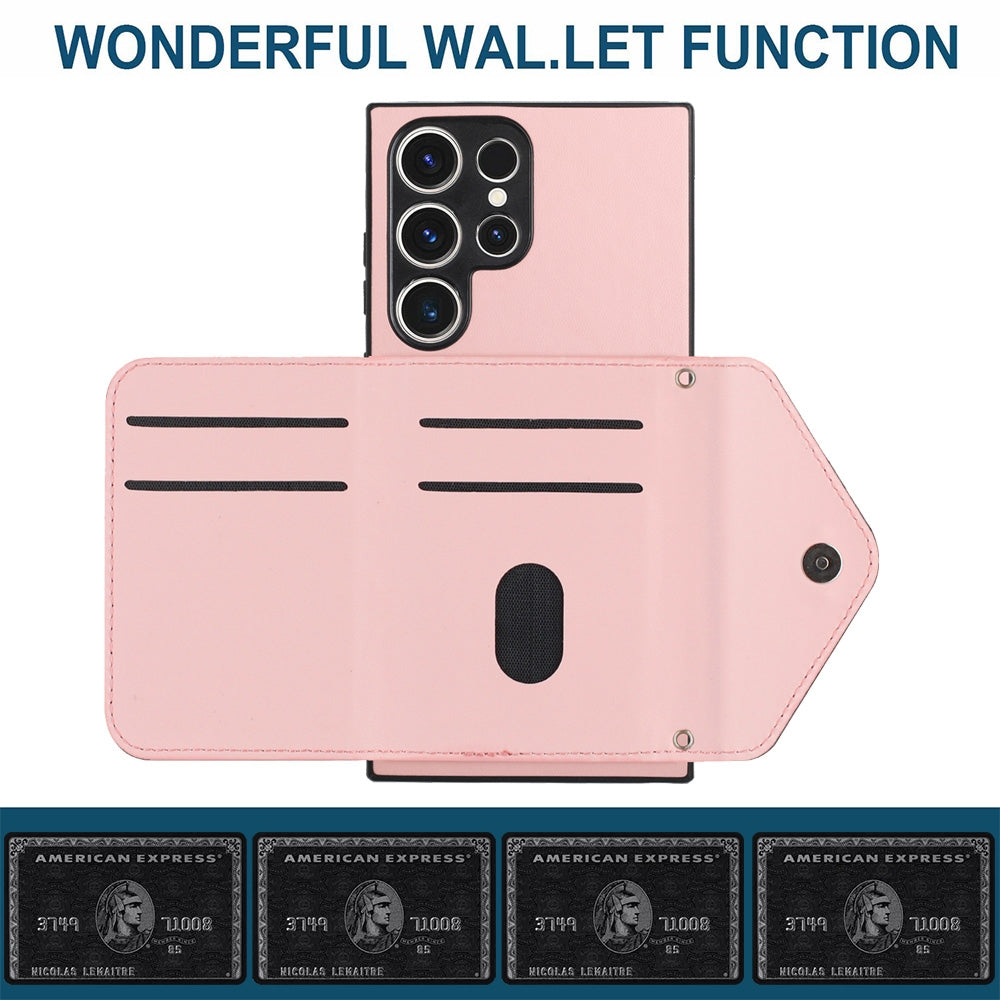 For Samsung Galaxy S23 Ultra 5G Case - Rhombic Texture, RFID Blocking Wallet, Durable PU Leather with Lanyard