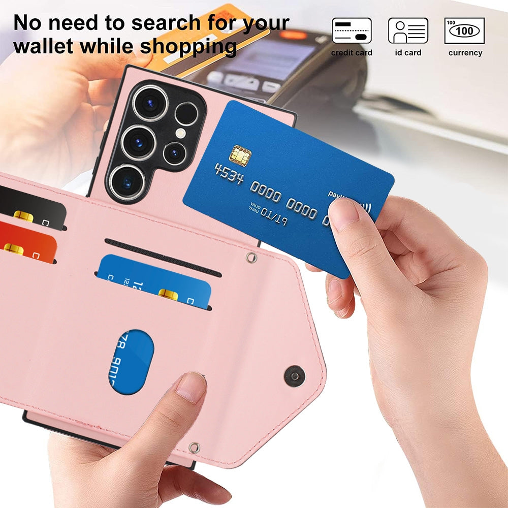 For Samsung Galaxy S23 Ultra 5G Case - Rhombic Texture, RFID Blocking Wallet, Durable PU Leather with Lanyard