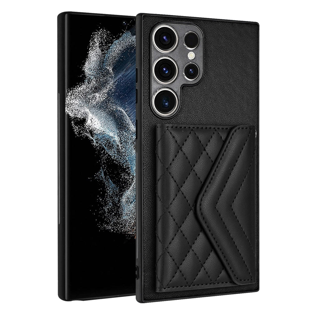 For Samsung Galaxy S23 Ultra 5G Case - Rhombic Texture, RFID Blocking Wallet, Durable PU Leather with Lanyard