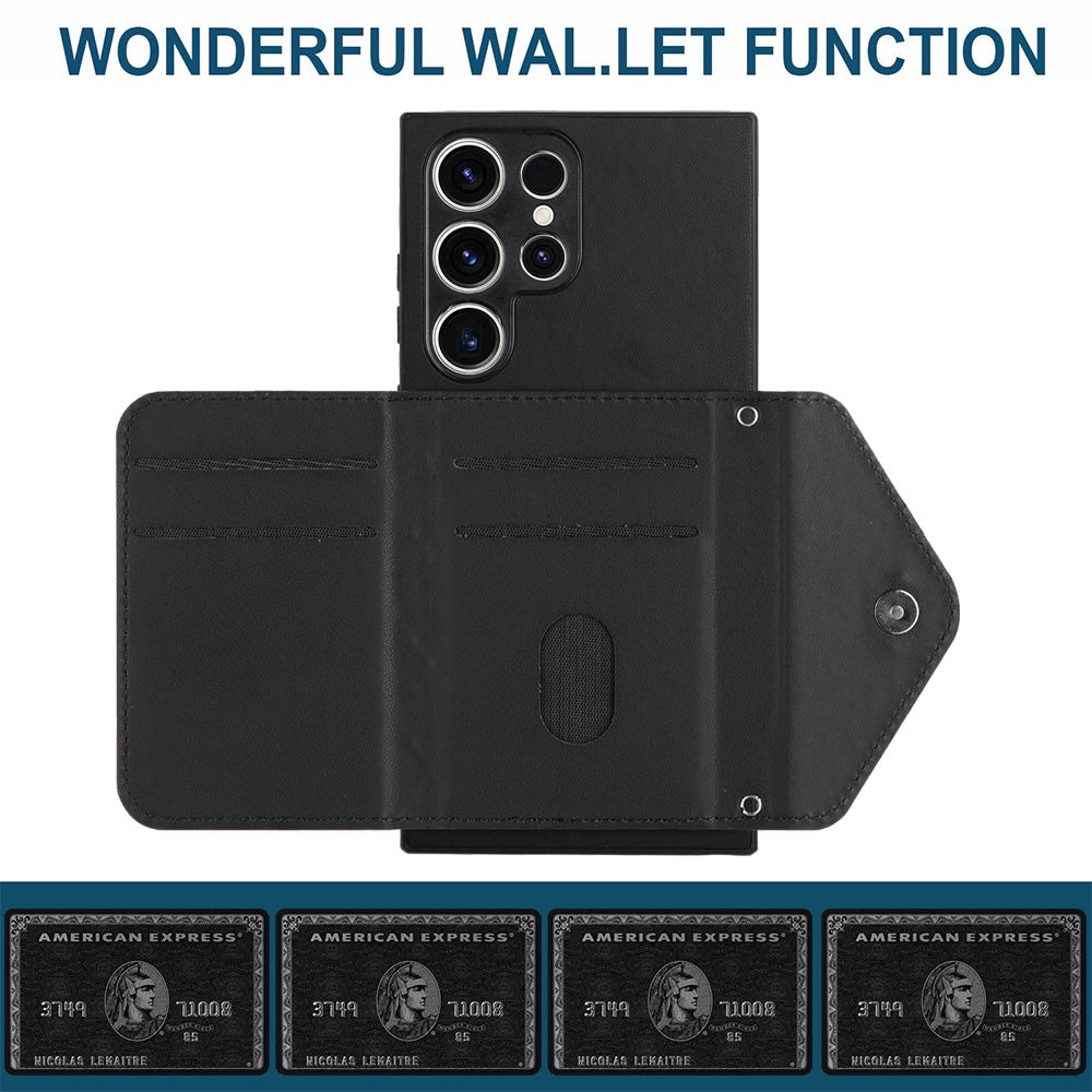 For Samsung Galaxy S23 Ultra 5G Case - Rhombic Texture, RFID Blocking Wallet, Durable PU Leather with Lanyard
