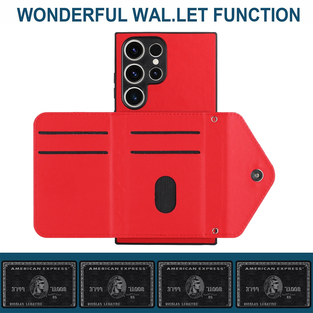 For Samsung Galaxy S23 Ultra 5G Case - Rhombic Texture, RFID Blocking Wallet, Durable PU Leather with Lanyard