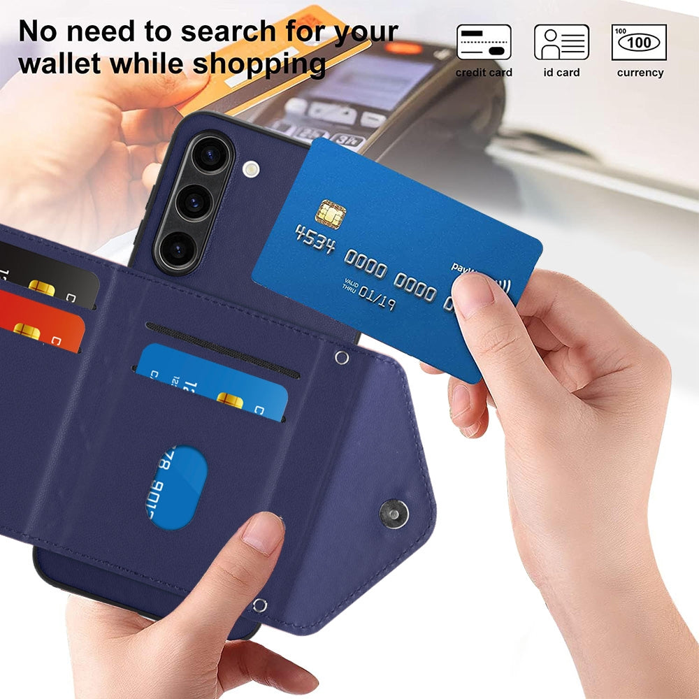 For Samsung Galaxy S23+ 5G Case - Rhombic Texture, RFID Blocking Wallet, Durable PU Leather with Lanyard