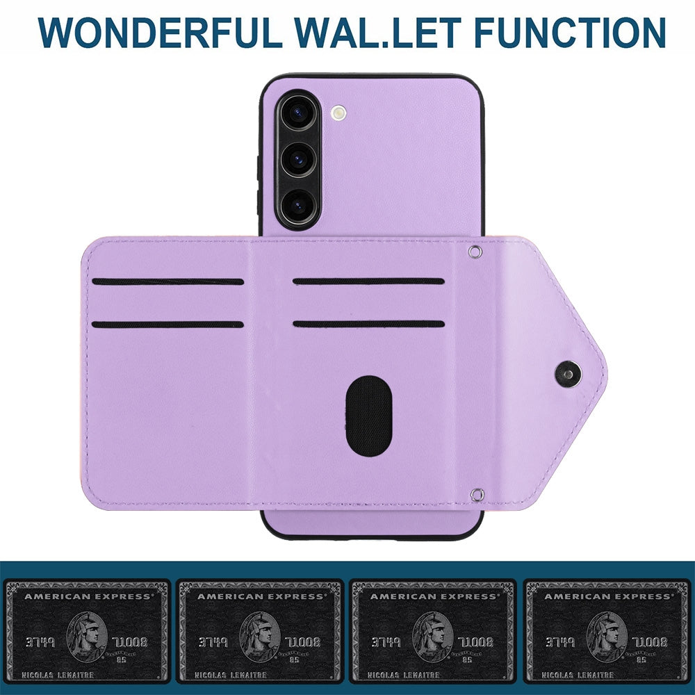 For Samsung Galaxy S23+ 5G Case - Rhombic Texture, RFID Blocking Wallet, Durable PU Leather with Lanyard
