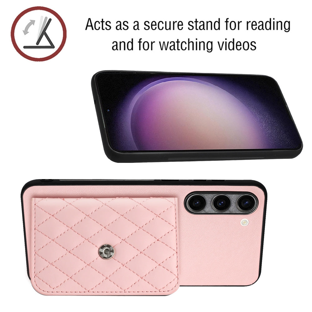 For Samsung Galaxy S23+ 5G Case - Rhombic Texture, RFID Blocking Wallet, Durable PU Leather with Lanyard