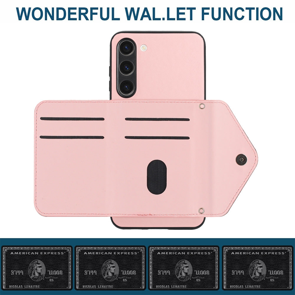 For Samsung Galaxy S23+ 5G Case - Rhombic Texture, RFID Blocking Wallet, Durable PU Leather with Lanyard